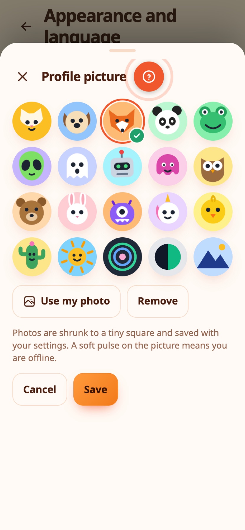 Choosing a profile picture.
