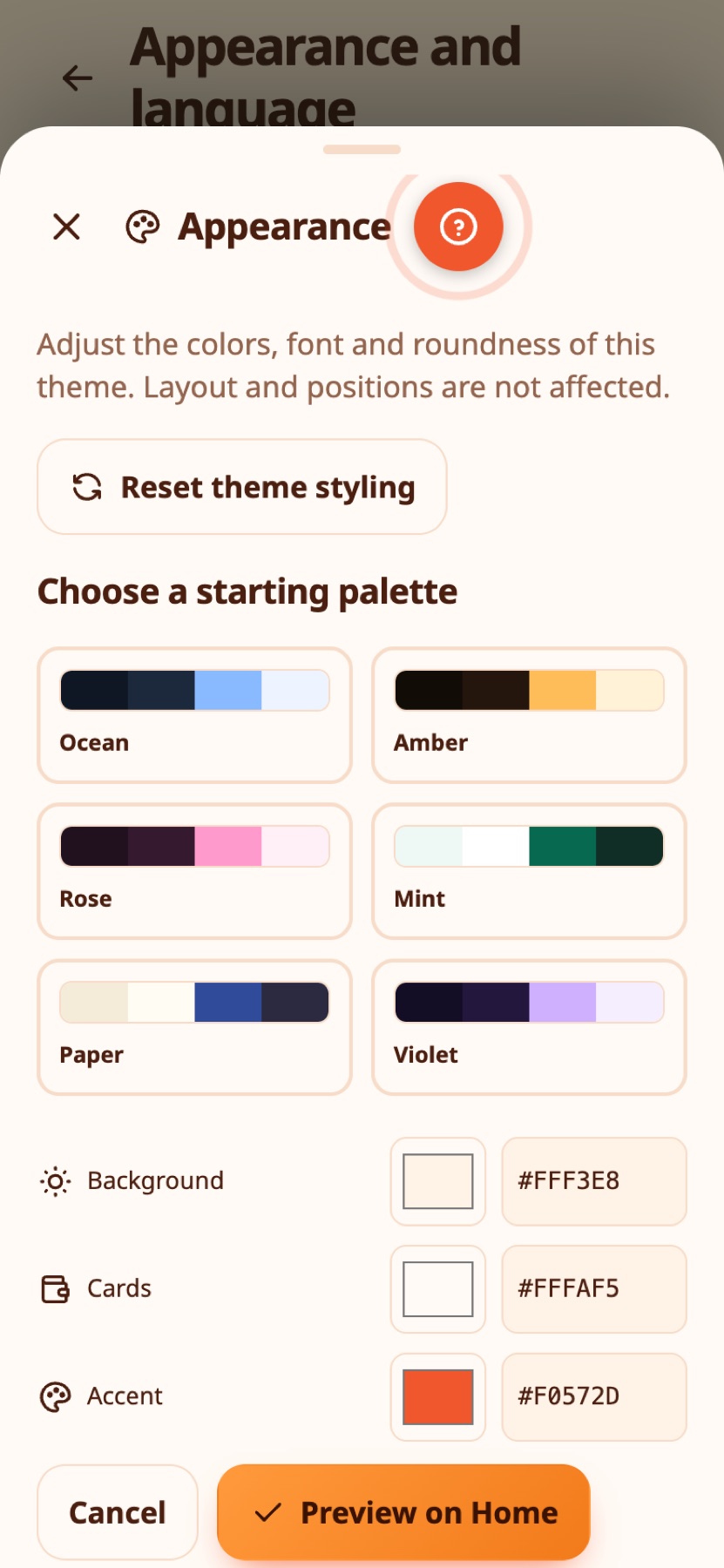 Editing a theme.