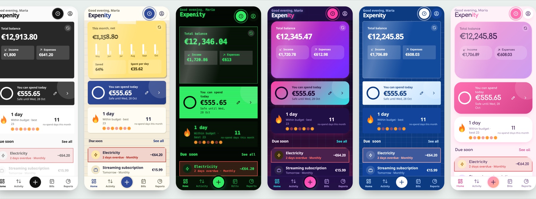 Six of the themes.