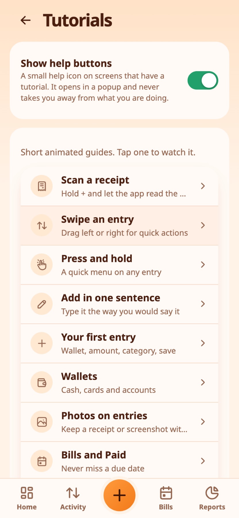 The list of tutorials.